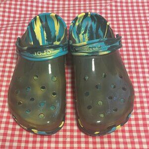 Crocs Classic Adult Green Translucent Marbled Clog Size 9